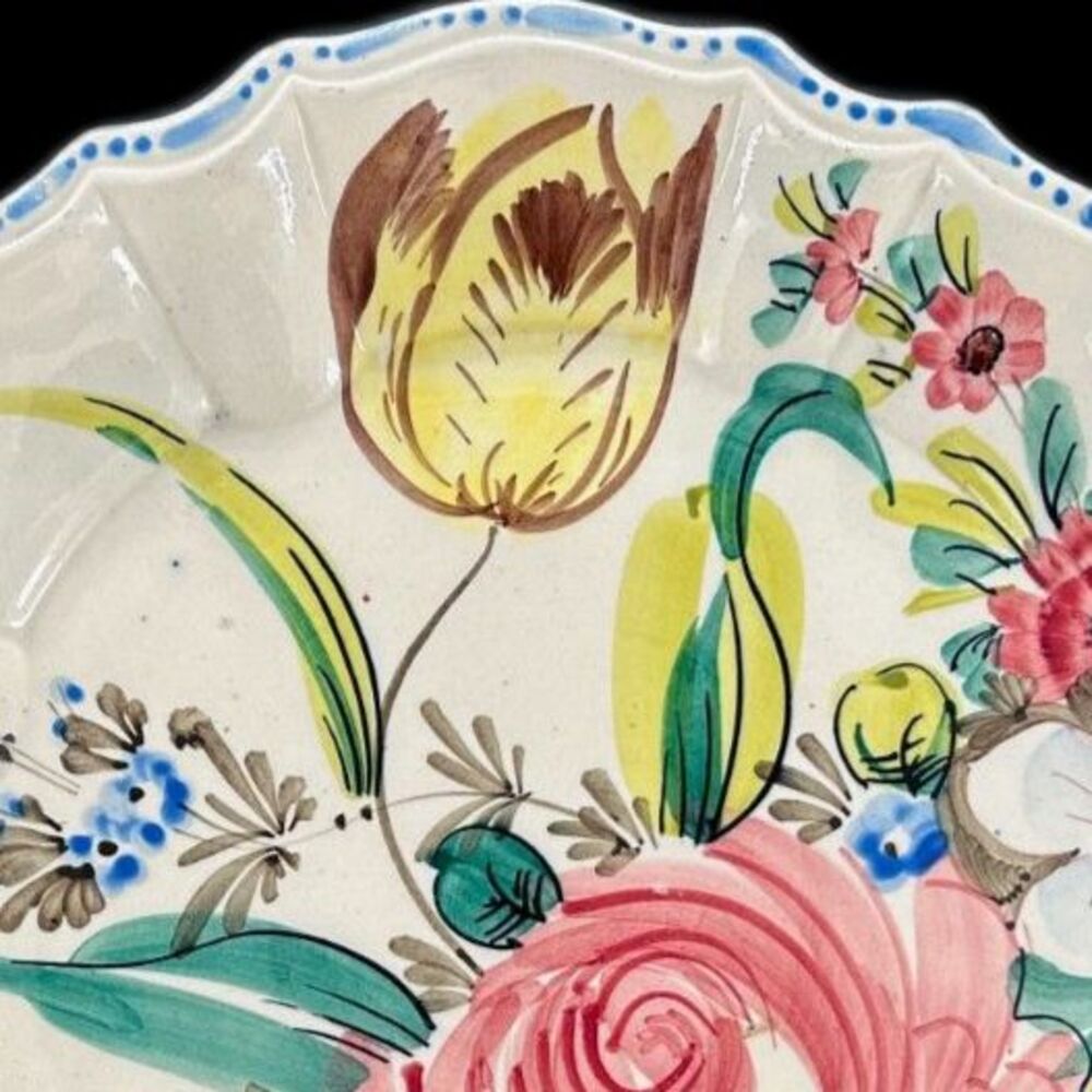 Vintage Nove Italy Ceramic Platter Floral Design Hand Painted Circa 1940's - Picture 7 of 8